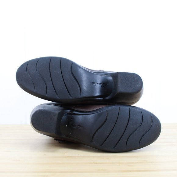 Clarks Brown Side Zip Buckle Bendables Leather Boots Size 9 M - Picture 7 of 9